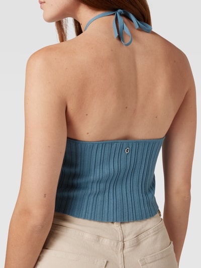 Guess Cropped Bandeau-Top mit Label-Detail Modell  'CARMELLA' Rauchblau 3