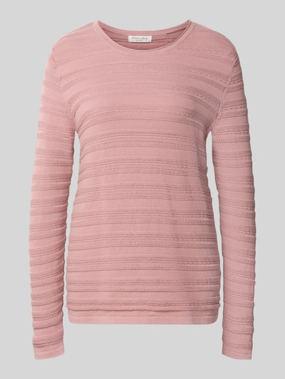 Produktfoto, Regular Fit Pullover aus reiner Baumwolle in Strick-Optik von Christian Berg Woman, semitransparent, rosa, Rundhalsausschnitt