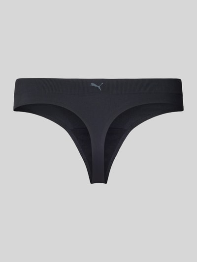 Produktfoto, String mit Logo im 2er-Pack von PUMA in Schwarz, Material-Mix mit Stretch-Anteil, Körpernahe Passform, Elastischer Bund, Logo
