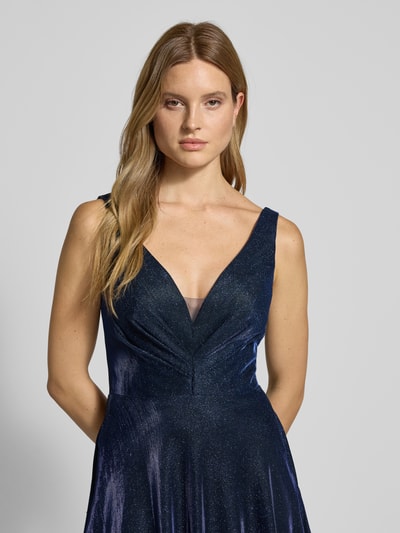Luxuar Abendkleid mit V-Ausschnitt Marine 3