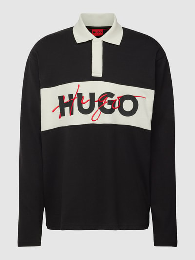 HUGO Poloshirt met labelprint, model 'Dilvret' Zwart - 2