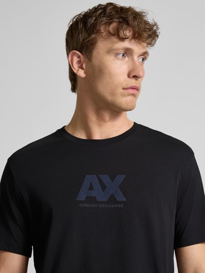 ARMANI EXCHANGE T-shirt o kroju regular fit z czystej bawełny z nadrukiem z logo Czarny 3
