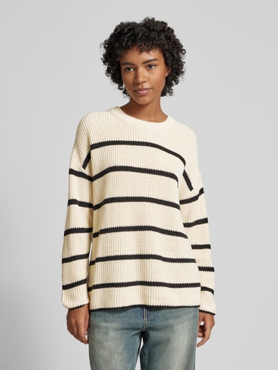 Only Regular Fit Strickpullover mit Streifenmuster Modell 'PERNILLE' Ecru 4