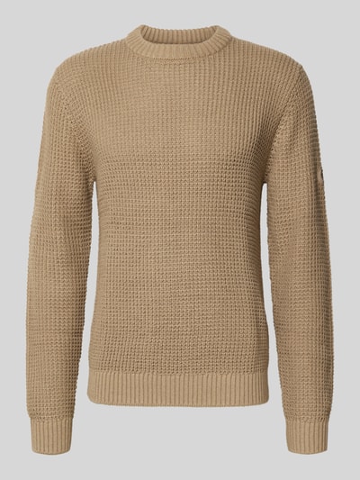 Jack & Jones Strickpullover mit gerippten Abschlüssen Modell 'LINK' Beige 2