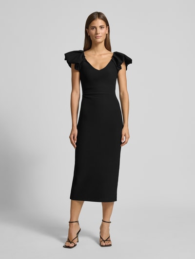 Forever New Knielänge Cocktailkleid mit Rüschen Modell 'Makenna' Black 4
