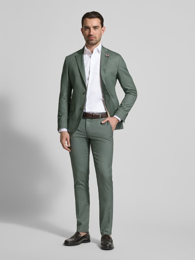 Jake*s slim fit zakelijk hemd met structuurpatroon en kentkraag Wit - 1
