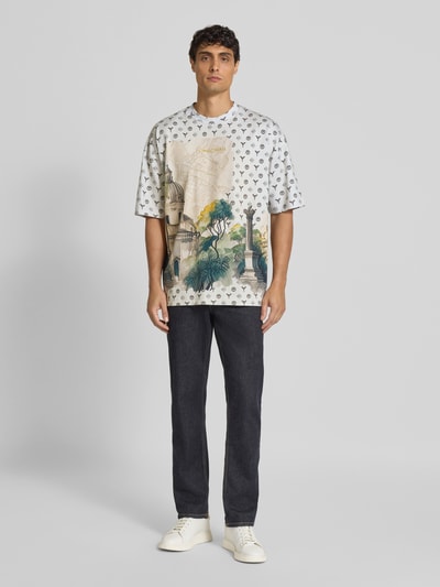 CARLO COLUCCI Oversized T-Shirt mit Label-Stitching Offwhite 1