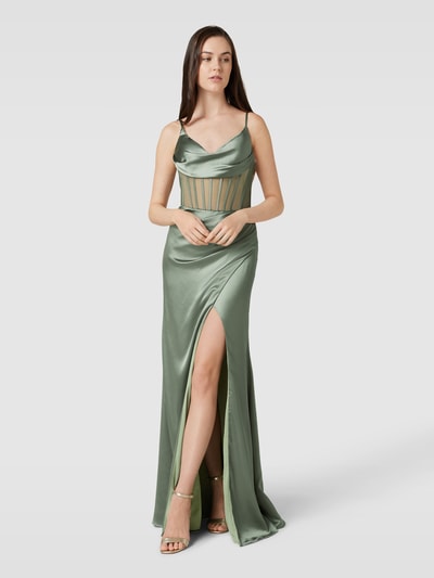 Luxuar Sukienka wieczorowa z cienkimi ramiączkami Jasnozielony 4