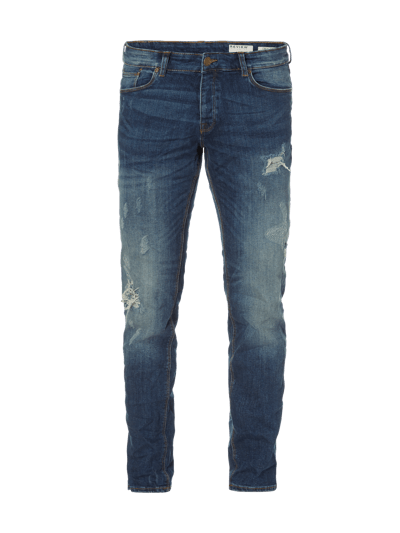 REVIEW Slim Fit Jeans im Destroyed Look Jeansblau 1