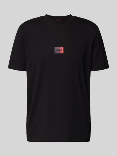 Produktfoto, Regular Fit T-Shirt aus reiner Baumwolle Modell 'DANOTIE' von HUGO in zwart, korte mouwen, unikleuren, label print op de borst