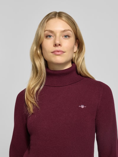 GANT Golf o kroju regular fit z mieszanki wełny model ‘Extrafine’ Bordowy 3