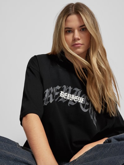 Review Oversized T-Shirt mit Label-Print Black 3