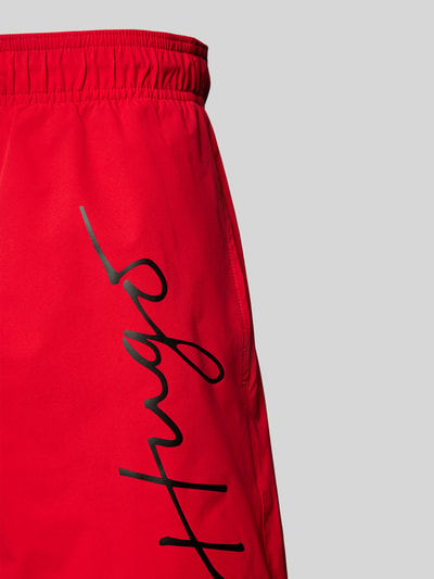 HUGO Badehose mit Label-Print Modell 'Reef' Rot 2