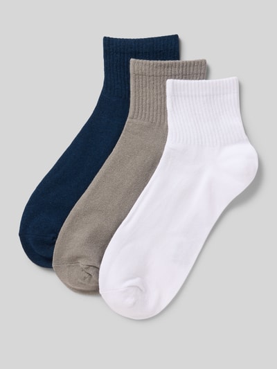 Jack & Jones Sokken met ribboorden in een set van 3 paar, model 'NICK' Marineblauw - 1