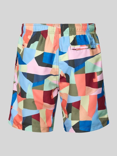 Produktfoto, Badehose im Allover-Look Modell 'Mike' von Shiwi in bunten Farben, Regular Fit, elastischer Bund, Tunnelzug, Rückansicht
