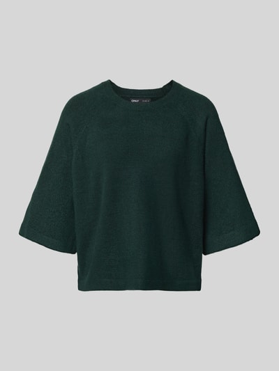 Produktfoto, ciemnozielony sweter z rękawami o dł. 3/4, prosty krój regular fit, model 'SIMONI' od ONLY, damski sweter