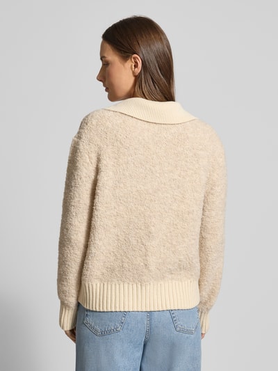 Tom Tailor Regular Fit sweter z mieszanki bawełny z kołnierzem polo Piaskowy 5