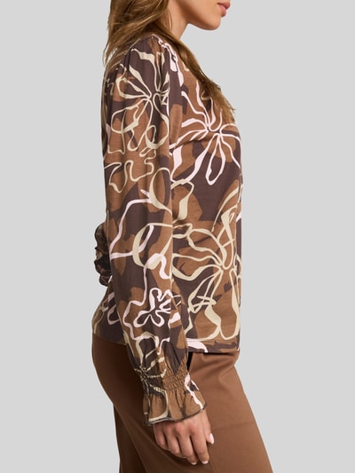 Tom Tailor Langarmbluse mit gesmokten Ärmeln Camel 3
