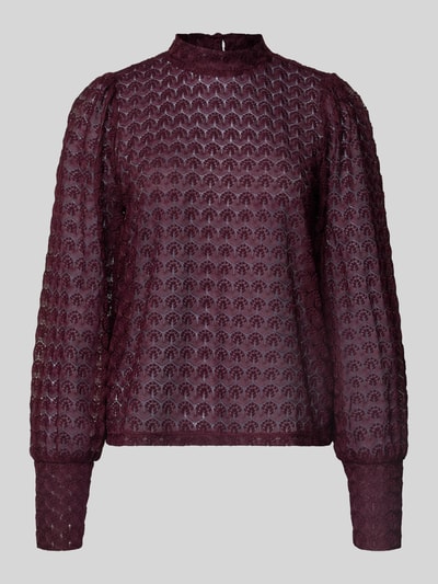 Vero Moda Regular Fit Spitzenbluse mit Mock Neck Modell 'BECCA' Bordeaux 2