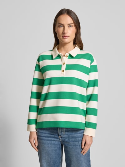 Christian Berg Woman Sweatshirt met polokraag en knoopsluiting Groen - 4