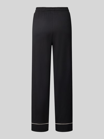 Produktfoto, schwarze Pyjama-Hose mit Kontraststreifen, lockere Passform, elastischer Bund, Eingrifftaschen, Baumwoll-Modal-Mix, Pyjama-Hose mit Kontraststreifen von Christian Berg Woman