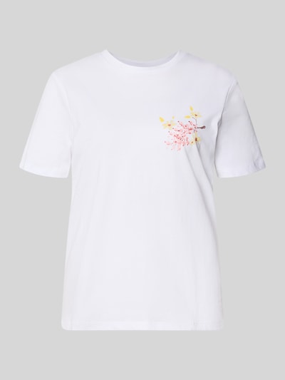 Produktfoto, Regular Fit T-Shirt aus reiner Baumwolle Modell 'BRIANNA' von Pieces, Optik: Unifarben, Motiv-Print, Jersey-Textur