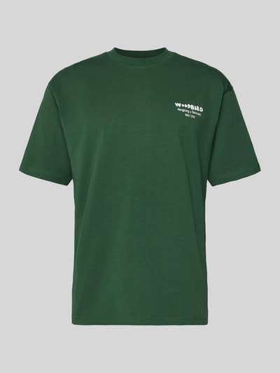WOODBIRD T-shirt z nadrukiem z logo Model „Baine” Ciemnozielony 2