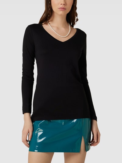 QS Sweatshirt met V-hals Zwart - 4