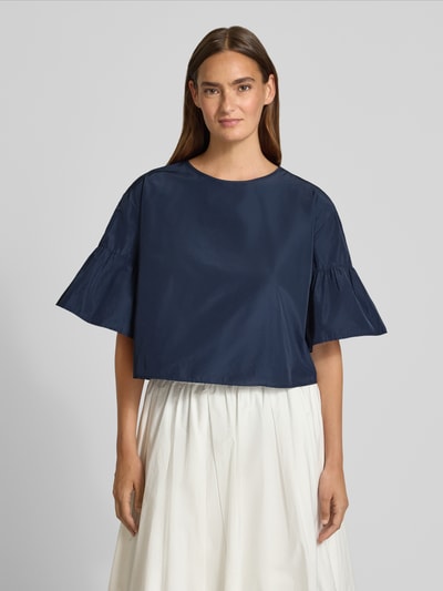 Weekend Max Mara Top bluzkowy o skróconym kroju z dodatkiem bawełny model 'BREAK' Ciemnoniebieski 4