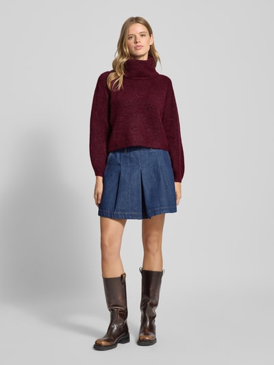 Only Regular Fit Rollkragenpullover mit Woll-Anteil Modell 'GILA' Bordeaux 1