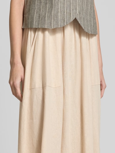 YAS Linnen broek met elastische band, model 'FLAXY' Beige - 3