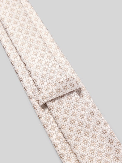 Produktfoto, Krawatte aus Seide im Allover-Look (7 cm) von Monti in Beige mit feinem Muster, klassische Form, Label-Detail, reine Seide