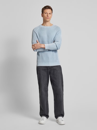 HUGO Strickpullover mit gerippten Abschlüssen Modell 'Sardello' Hellblau 1