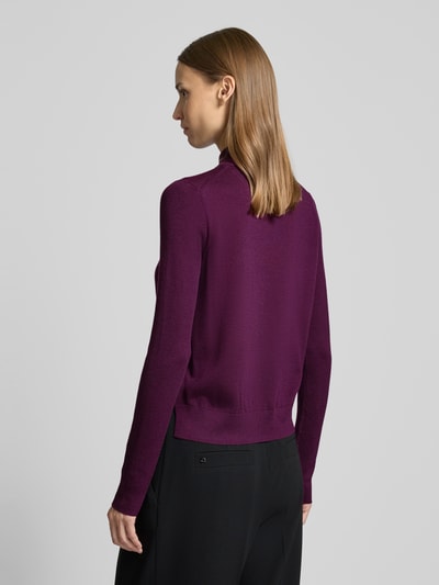 HUGO Strickpullover aus Schurwolle mit Label-Detail Modell 'Sedennian' Aubergine 5