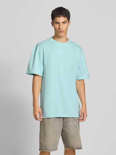 KARL KANI T-shirt met labelstitching Oceaanblauw - 4