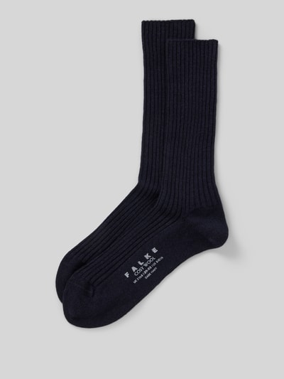 Falke Socken mit Label-Stiching Modell 'COSY' Dunkelblau 1