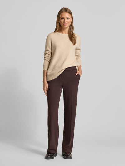 Christian Berg Woman Wide Leg Stoffhose mit Paspeltaschen am Gesäß Dunkelbraun 1