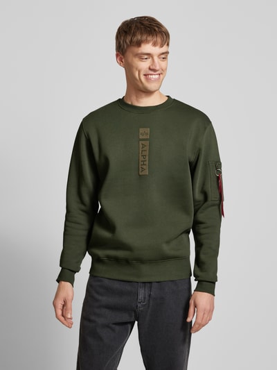 Alpha Industries Sweatshirt mit Label-Print Oliv 4