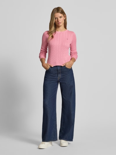 Tommy Jeans Regular Fit Strickpullover aus reiner Baumwolle Pink 1