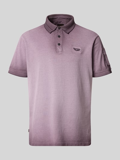Produktfoto, Regular Fit Poloshirt mit Label-Stitching von PME Legend in Flieder, Reine Baumwolle, Knopfleiste, Rückenlänge 72 cm bei Größe M.