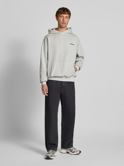 Pegador Oversized Hoodie mit Logo-Stitching und Känguru-Tasche Hellgrau 1