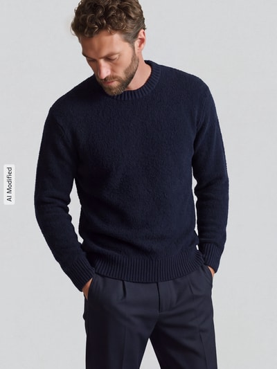 Selected Relaxed Fit Pullover aus Baumwoll-Mix Modell 'ALEX' Marine 4