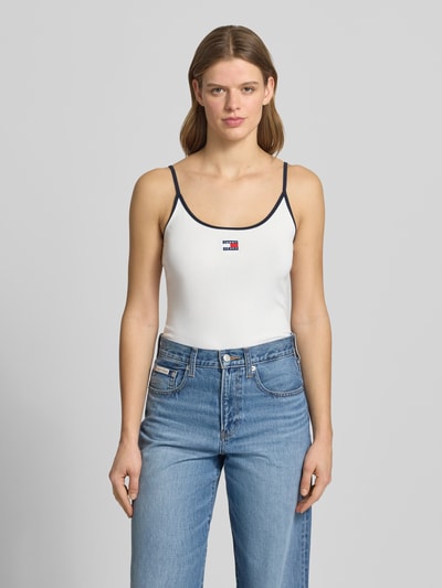 Tommy Jeans Trójkątny top na ramiączkach z mieszanki bawełny, krój slim fit Biały 4