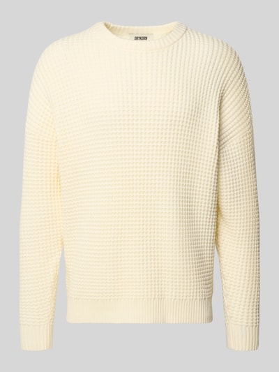 Produktfoto, Strickpullover mit Strukturmuster Modell 'Neelio' von Drykorn, cremefarben, Baumwoll-Mix, Regular-Fit, Rundhalsausschnitt