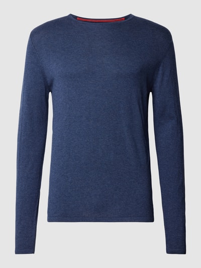 Christian Berg Men Gebreide pullover in effen design  Donkerblauw gemêleerd - 2