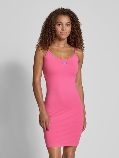 Hugo Blue Minikleid mit Label-Badge Modell 'Narya' Fuchsia 4