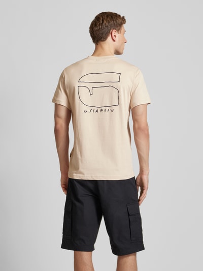 G-Star Raw T-Shirt mit Label-Print Beige 5