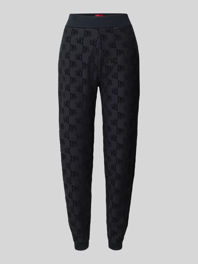 HUGO Slim fit sweatpants van katoenmix, model 'TERRYMONOGRAM' Zwart - 2