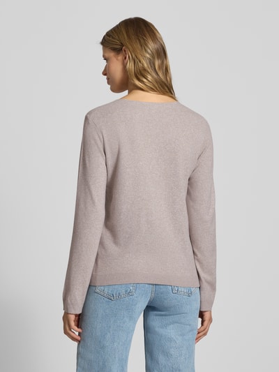 PIECES Regular fit pullover met V-hals, model 'BREE' Zand gemêleerd - 5