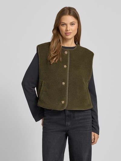 Neo Noir Kamizelka z polaru z listwą guzikową model ‘Mariko’ Khaki 4